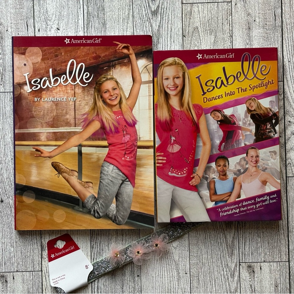 NEW American Girl ISABELLE Bundle Book, DVD, Doll Headband 2014 Girl of the Year